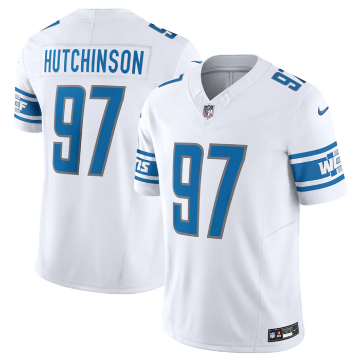 Detroit Lions #97 Aidan Hutchinson White 2023 F.U.S.E. Vapor Untouchable Limited Stitched Jersey